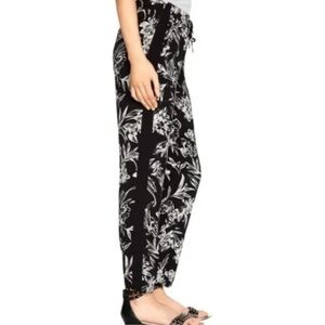Floral Black & White Trouser Pants